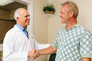 Doctor greeting patient