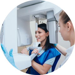 Patient receiving a digital dental X-ray