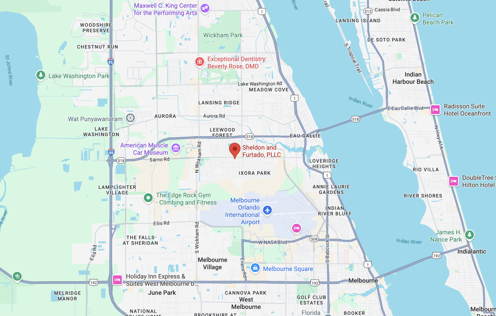 Map showing the Solid Bite office location at 3912 W Eau Gallie Blvd, Melbourne, FL