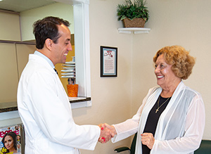 Doctor greeting patient